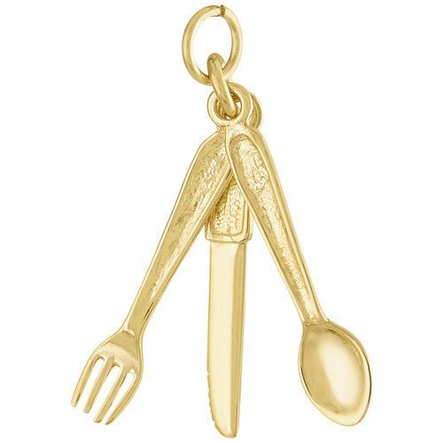 Fork, Knife & Spoon 14K Gold Charm